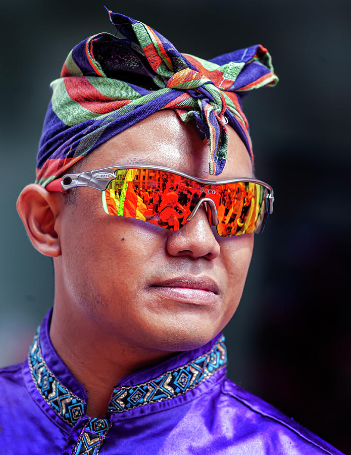 Filipino Day Parade NYC 2019 Man Wearing Orange Sunglasses and P Photograph by Robert Ullmann