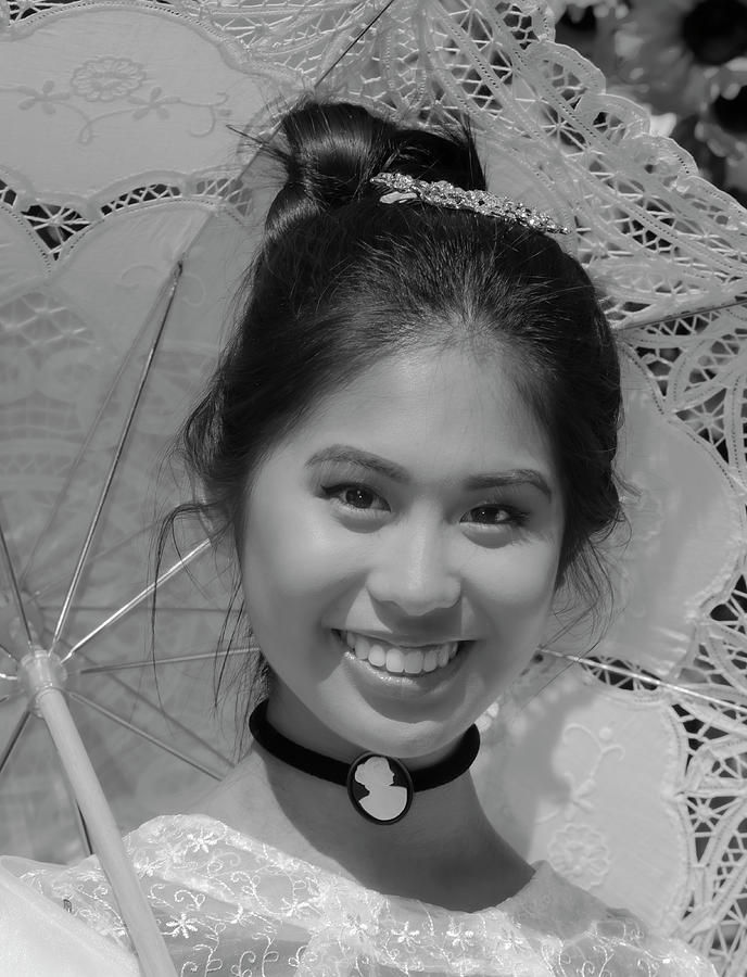 Filipino Day Parade NYC 2019 Young Woman with Parasol Photograph by Robert Ullmann