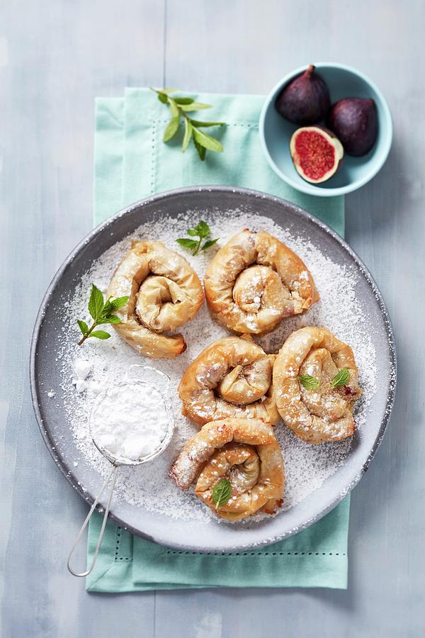 Filo Pastry Buns With An Almond And Fig Filling And Orange Blossom Water Photograph by Great Stock!