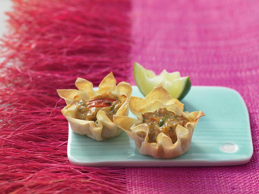 Filo Pastry Dishes Filled With Prawn Ragout asia Photograph by Hugh Johnson