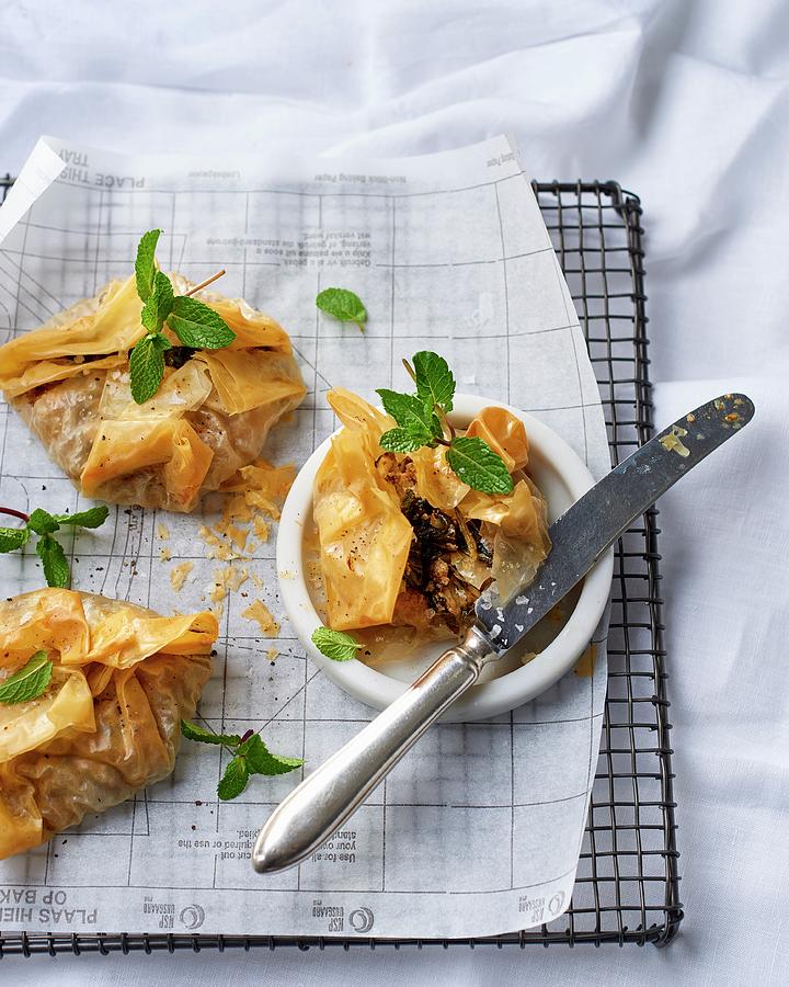 Filo Pastry Parcels With Baby Leaf Spinach And Ricotta Photograph by Great Stock!