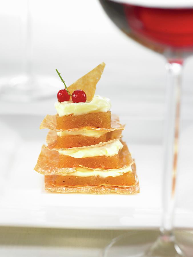 Filo Pastry, Quince Paste And Almond Cream Mille-feuille Photograph by Lawton