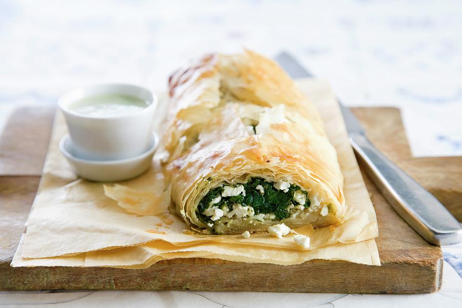 Filo Pastry With Spinach And Feta Filling Photograph by Lerner, Danny