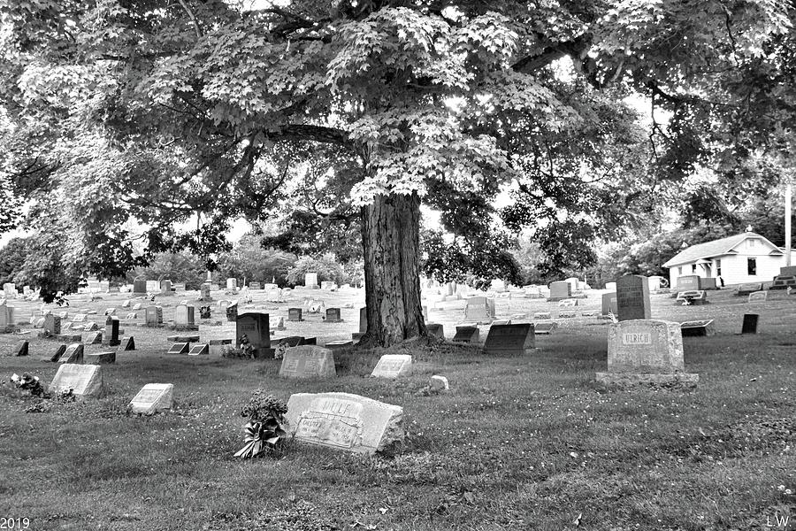Final Resting Place Glennview Cemetery East Palestine Ohio Black And White Photograph by Lisa Wooten
