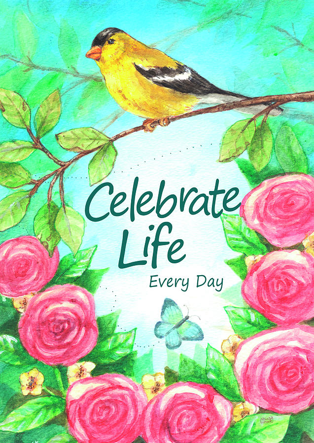 Finch Painting - Finch Celebrate Life by Melinda Hipsher
