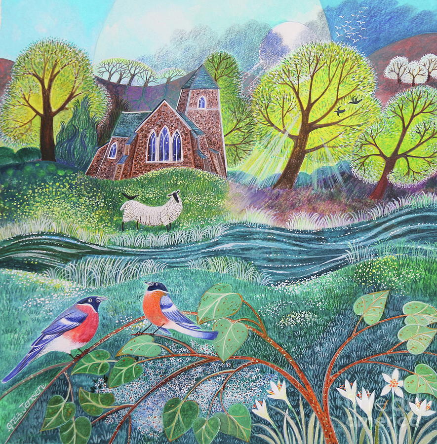 Finches Acrylics On Paper Painting by Lisa Graa Jensen