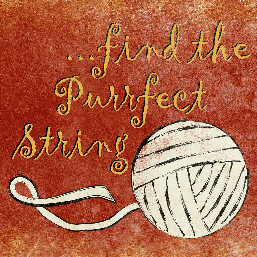 Animal Digital Art - Find The Purrfect String by Sd Graphics Studio