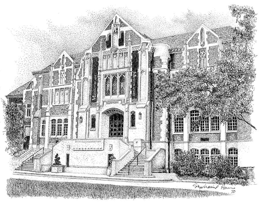 Fine Arts Building, Ball State University, Muncie Indiana Drawing by Stephanie Huber