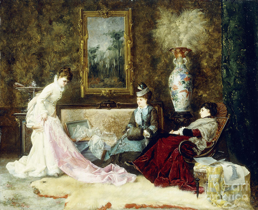 Fine Lace, 1877 Painting by Francisco Masriera Y Manovens - Fine Art ...