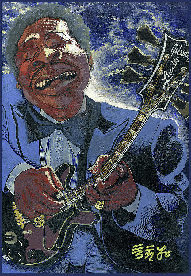 Bb King Painting - Finessing Lucille - BB King by Ebenlo - Painter Of Song