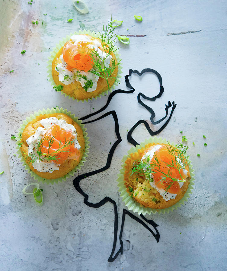 Finger Food Muffins With Salmon And Dill Cream Cheese Photograph by Udo Einenkel