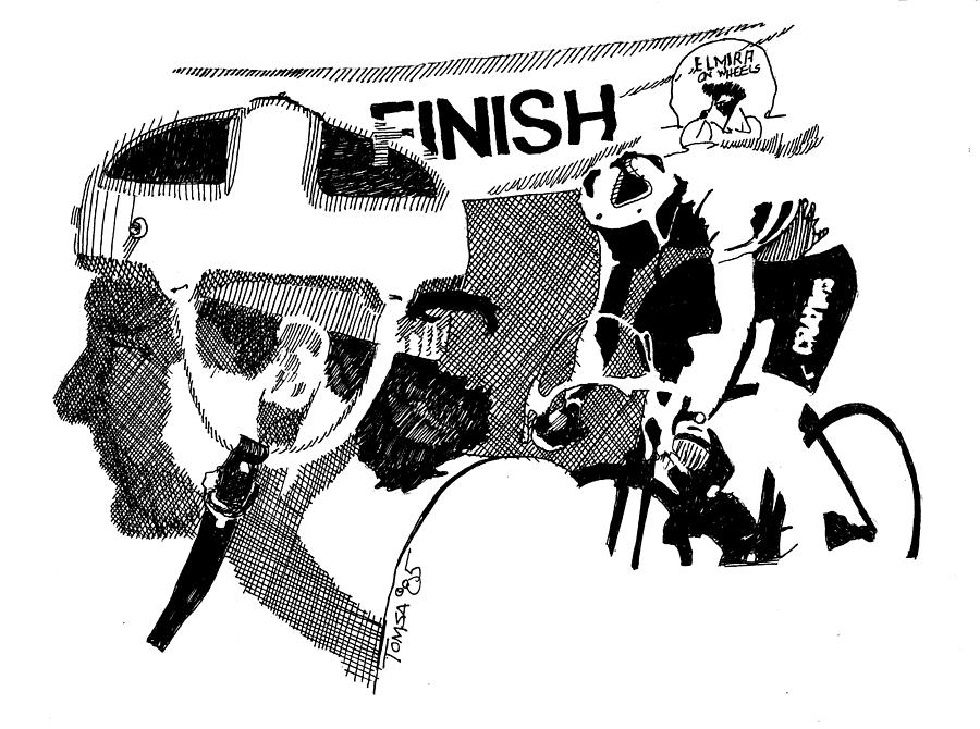 Finish Line Montage Drawing by Bill Tomsa