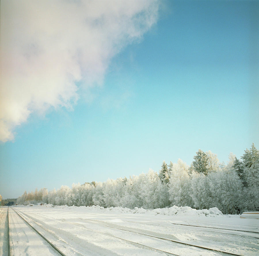 Finland, Helsinki, Frozen Train Tracks Photograph by Silvia Otte