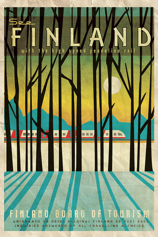 Vintage Digital Art - Finland Travel Poster by Missy Ames