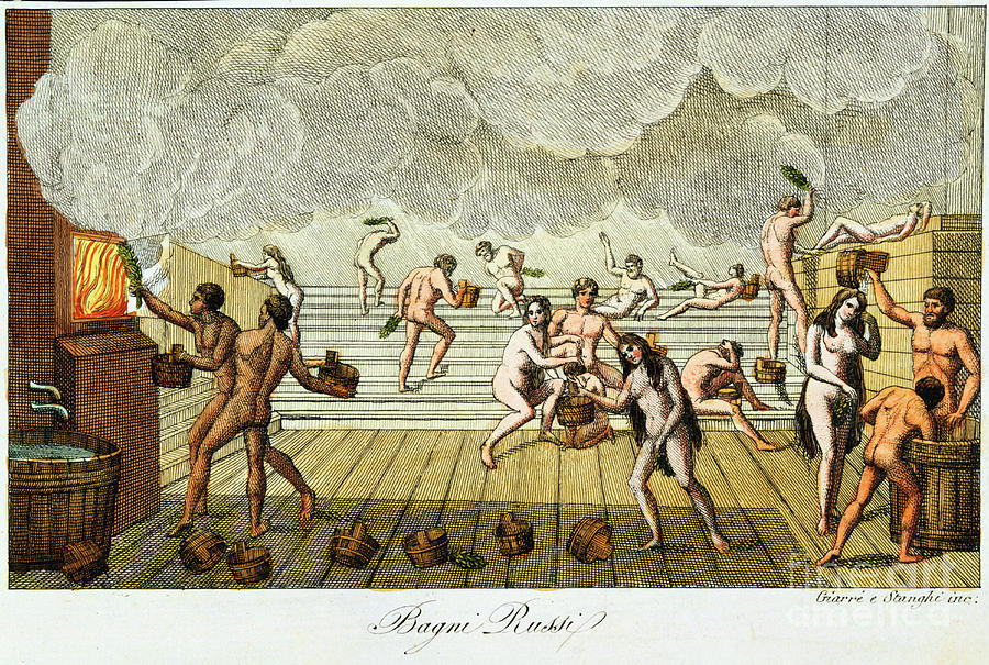 Finnish Or Russian Bath, 19th Century Drawing by Print Collector