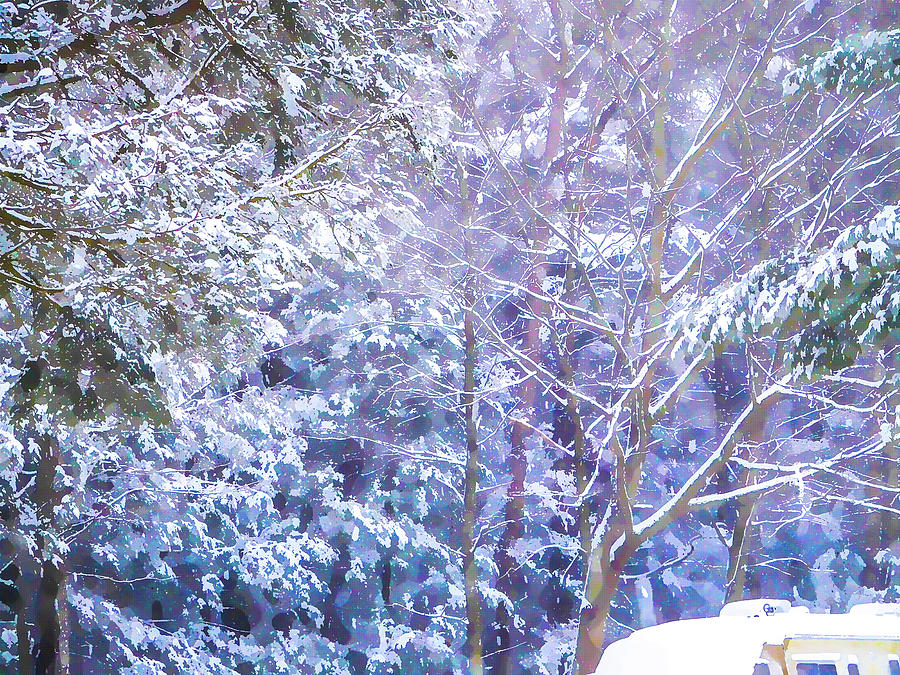 Fir branches covered with snow 8 Painting by Jeelan Clark