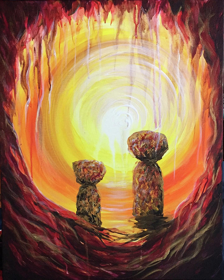 Fire and Earth Latte Stones Painting by Michelle Pier