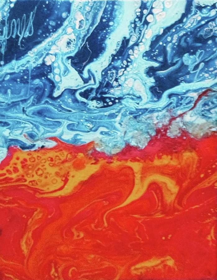 Abstract Painting - Fire and Ice by Lori Vizyak