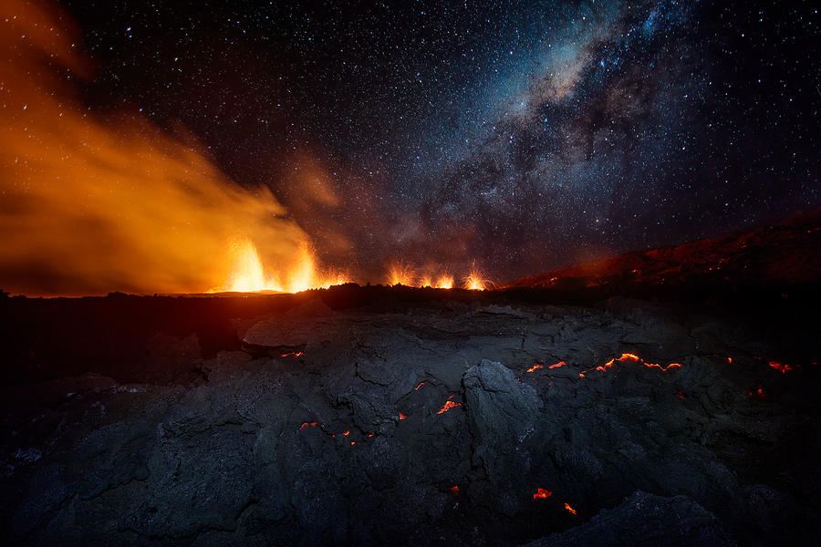 Eruption Photograph - Fire And Sky !!! by Barathieu Gabriel