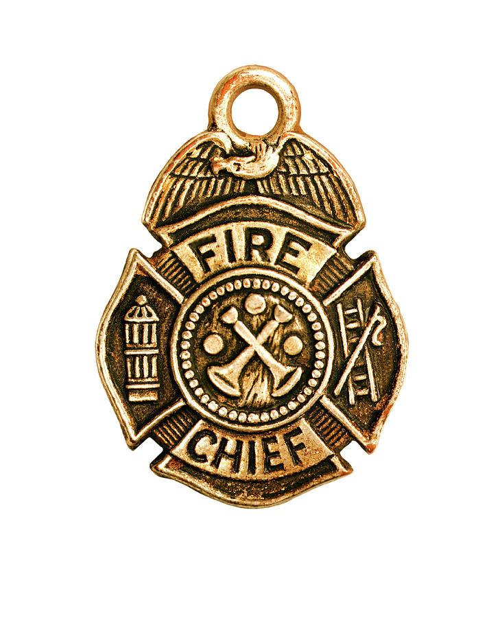 Vintage Drawing - Fire Chief Badge by CSA Images