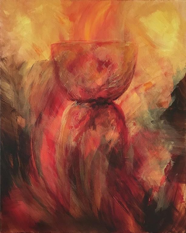 Fire Earth Latte Stone Painting by Michelle Pier