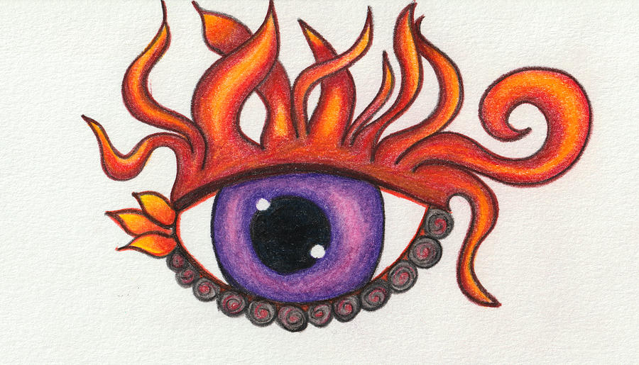 Fire Eye Drawing by Lori Hammond Fine Art America