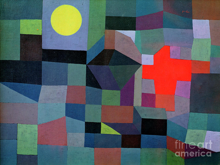 Fire, Full Moon Painting by Paul Klee