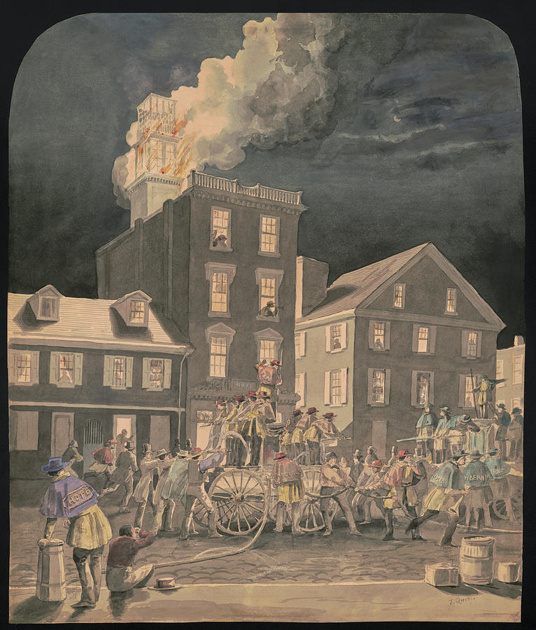 Fire in Philadelphia Painting by James Fuller Queen