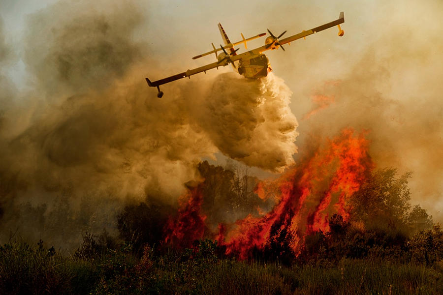 Airplane Photograph - Fire In The National Park Of Cilento #1 by Antonio Grambone
