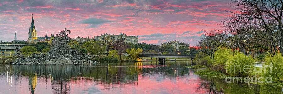 Fire In The Sky Above Our Lady Of The Lake University And Elmendorf Lake - San Antonio Texas Photograph