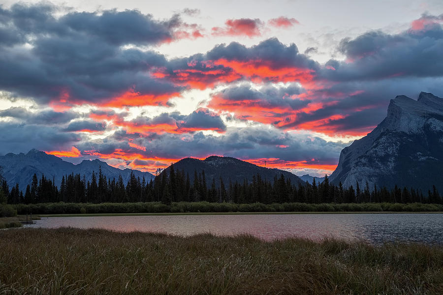 Fire in the Sky Vermilion Lakes Photograph by Jemmy Archer