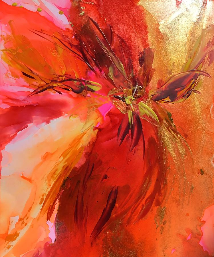 Fire Iris Painting by Bonny Butler