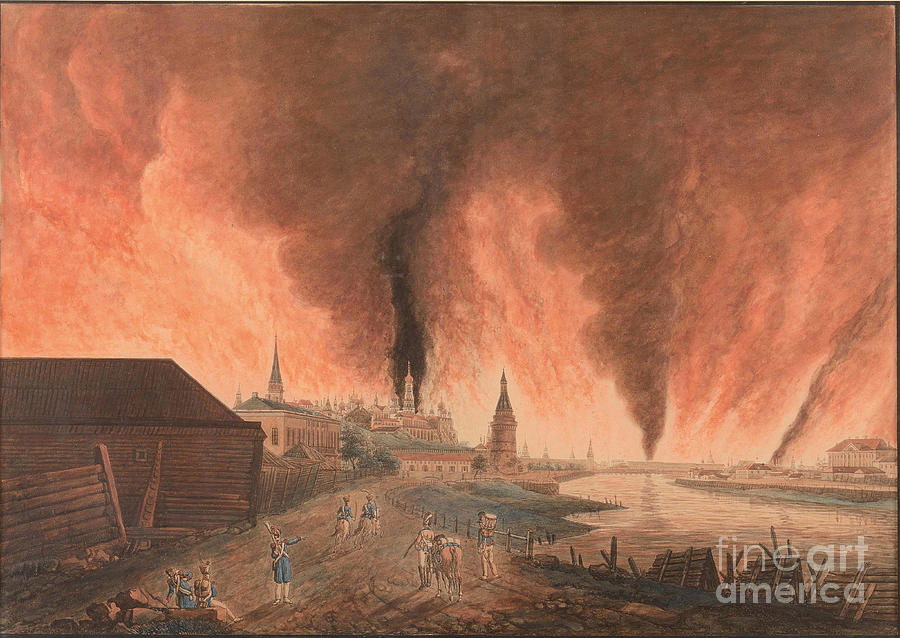 Fire Of Moscow On 15th September 1812 Drawing by Heritage Images