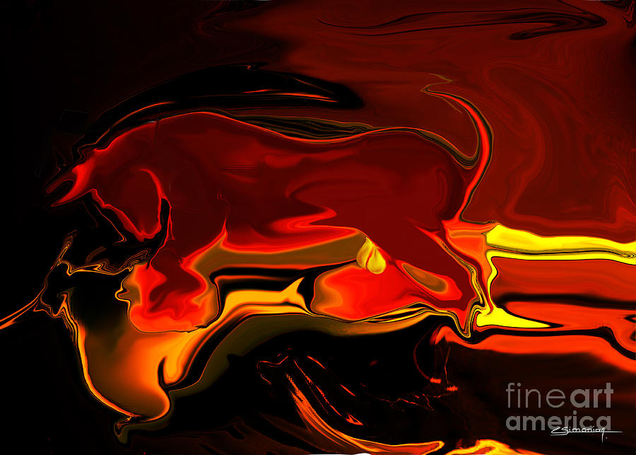 FireBull Digital Art by Christian Simonian
