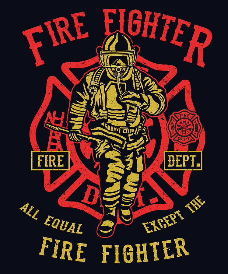 Vintage Digital Art - Firefighter by Long Shot