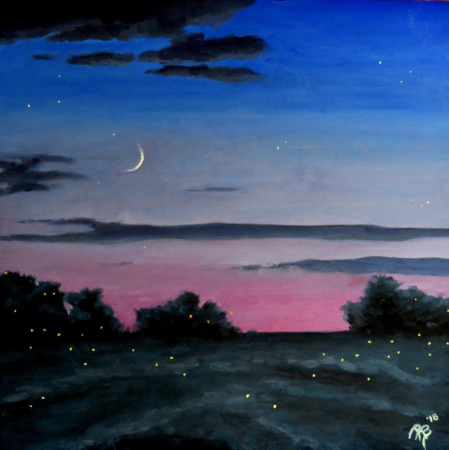 Fireflies Painting by Rachel Suzanne Beck