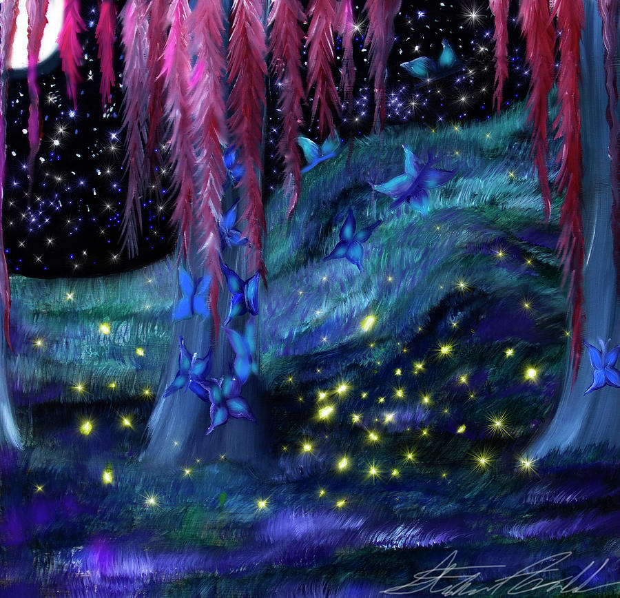 Tree Painting - Firefly Night by Stephanie Analah