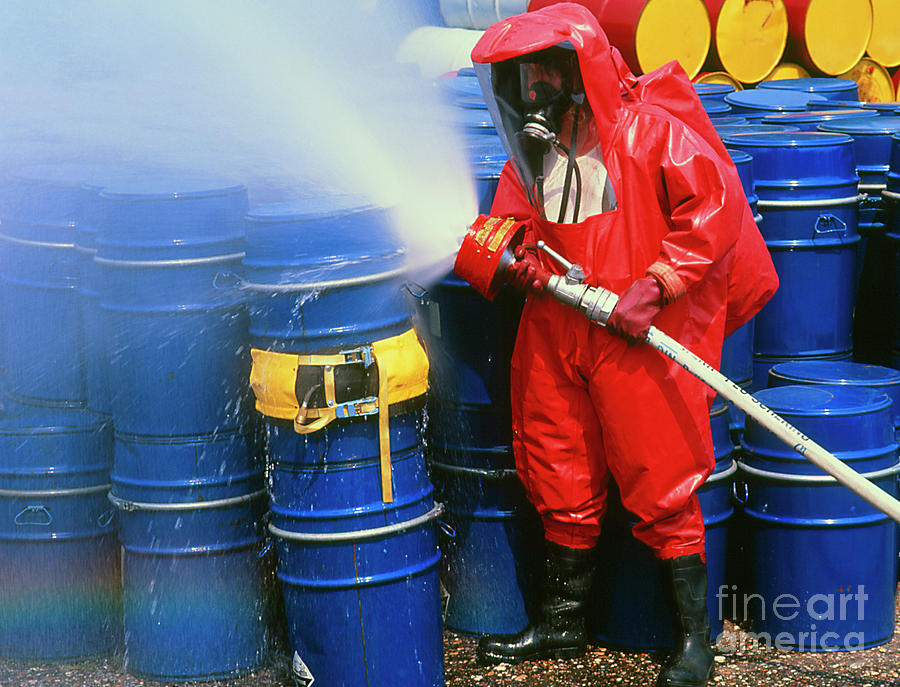 Fireman In A Chemical Protection Suit. by Rosenfeld Images Ltd/science  Photo Library