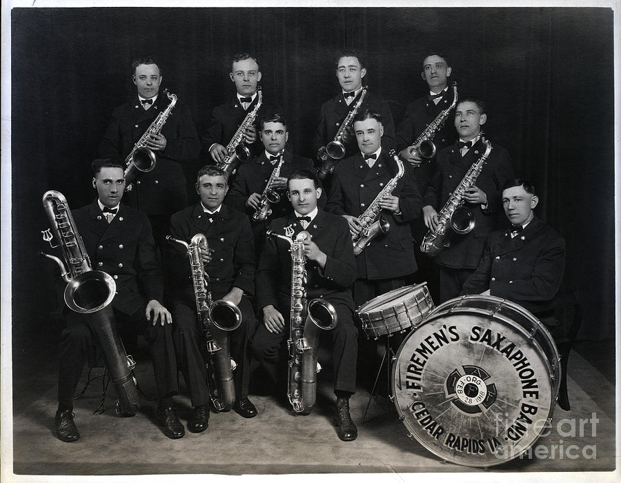 Firemans Saxophone Band Photograph by Bettmann