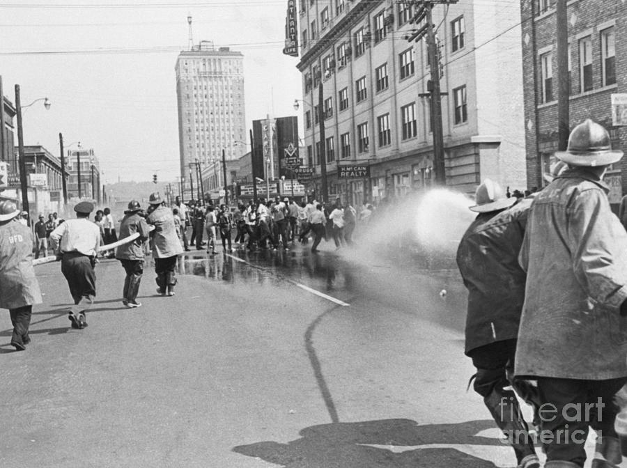 Firemen Spraying Protesters Photograph by Bettmann