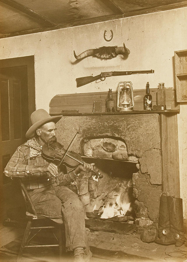 Fireplace Fiddler Painting by Erwin E. Smith