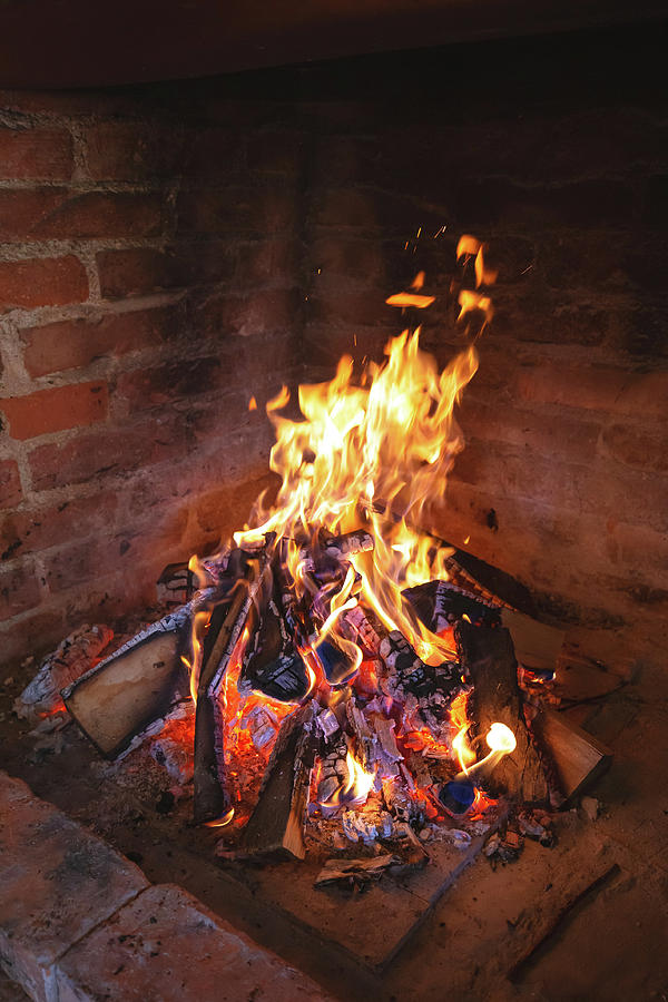 Fireplace fire for preparing traditional croatian dish peka Photograph by Brch Photography