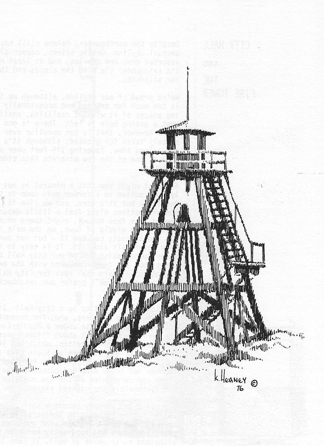 Firetower Drawing - Firetower Helena, Montana by Kevin Heaney Firetower Drawing - Firetower Helena, Montana by Kevin Heaney