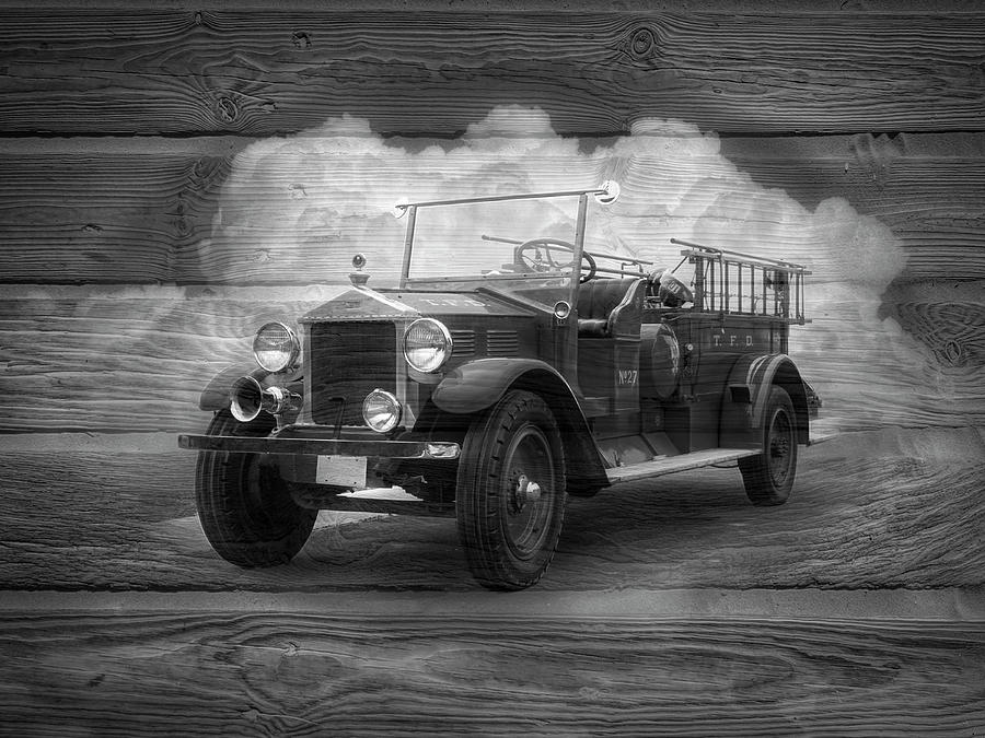  Firetruck in Black and White  Photograph by Debra and Dave Vanderlaan