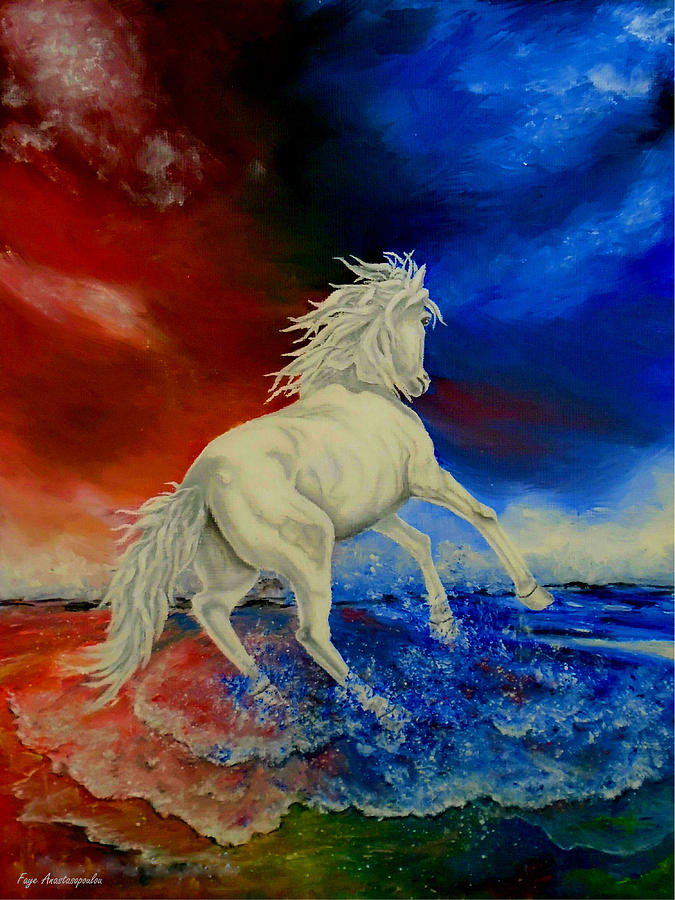 Horse Painting - Firewater by Faye Anastasopoulou