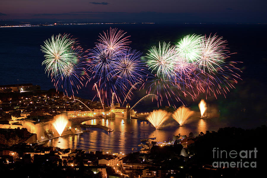 Firework Over Harbor At Night Photograph by Bruno Paci