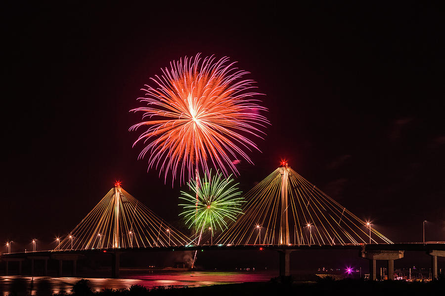 Fireworks at Clark Bridge Photograph by Joe Kopp