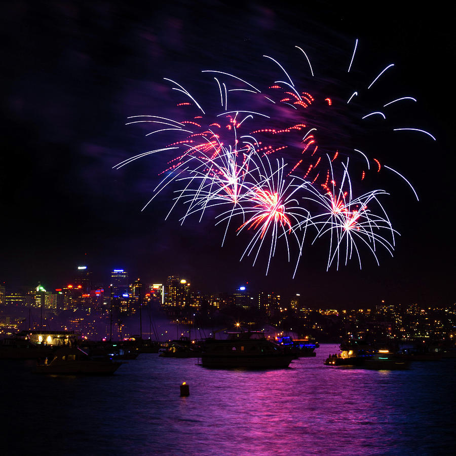 Fireworks At Sydney Harbor Photograph by Cameron Monk - Cm Photography