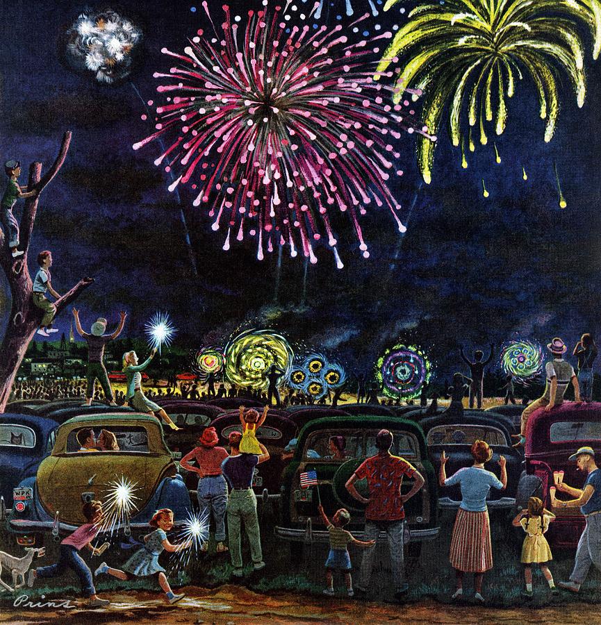 Fireworks Drawing by Ben Kimberly Prins