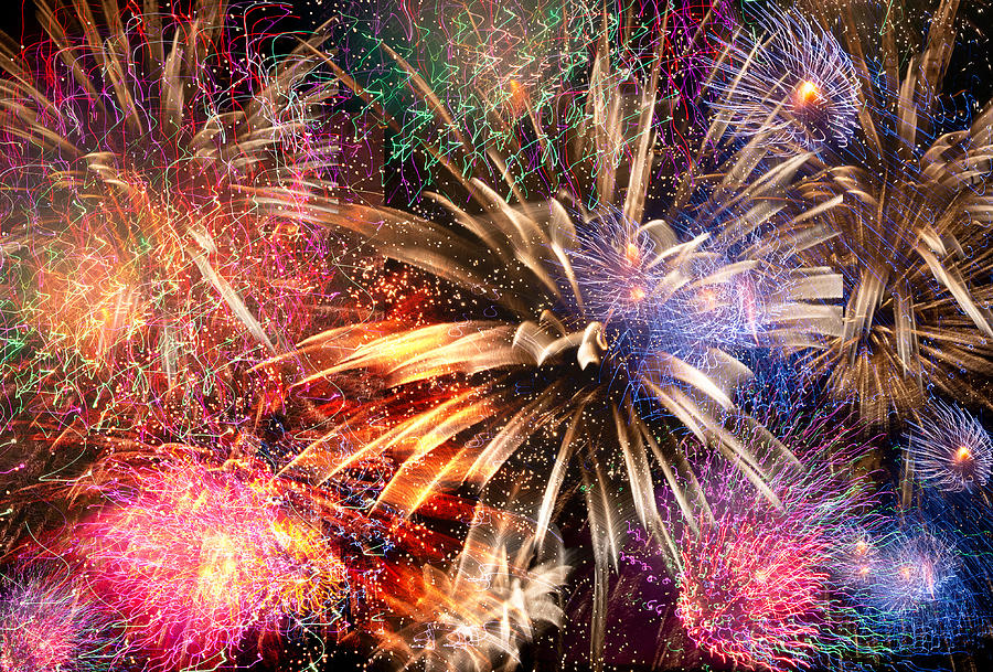 Creative Edit Photograph - Fireworks Dance by Toshio Taneda